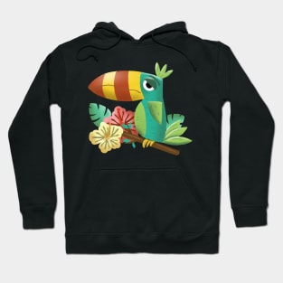 Toucan Tropical Bird with Hibiscus Flowers Hoodie